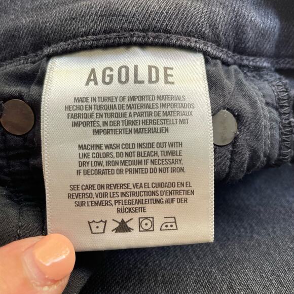 Agolde Women’s Sophie Ankle High Rise Destroyed Hem Jeans Sz 26 Distressed Denim - Picture 6 of 6